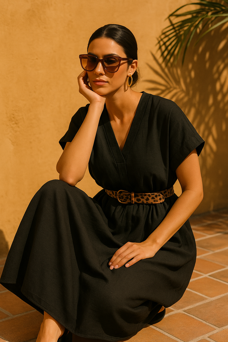 Izamal yellow priny modest dress
