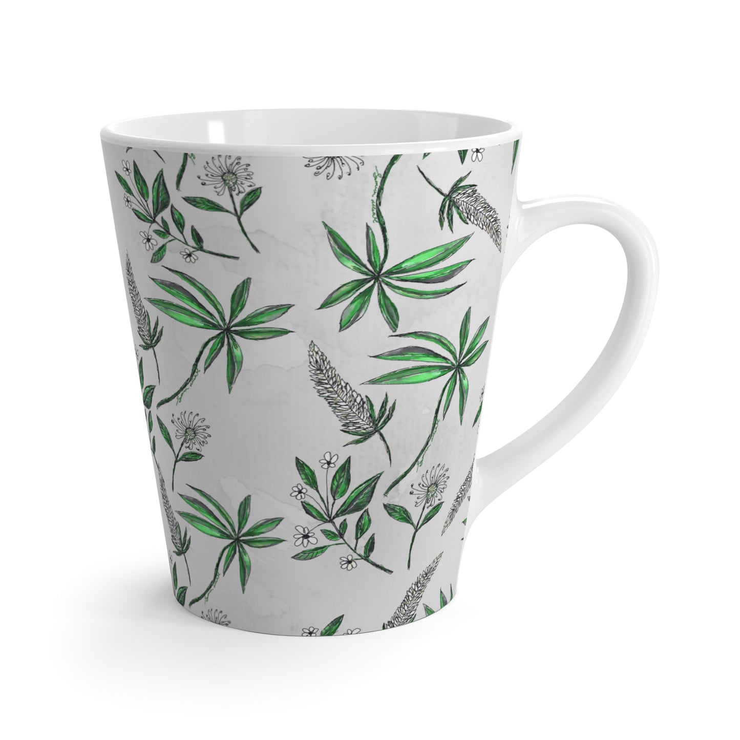 Grey Marbled Latte Mug, Singapore Botanic Print Coffee Lover Cup, Chai Mug, Malik and Wolf Hand Drawn Mug, Singapore Botanic's Home
