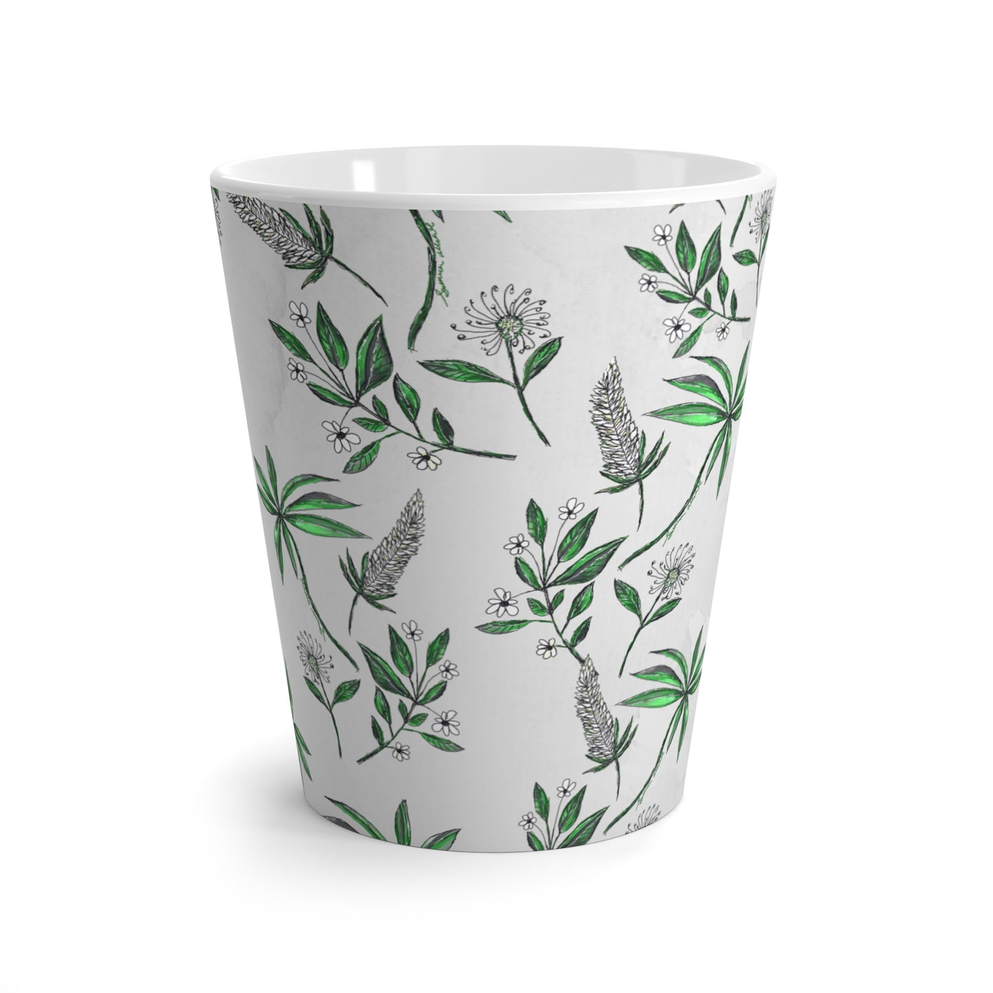 Grey Marbled Latte Mug, Singapore Botanic Print Coffee Lover Cup, Chai Mug, Malik and Wolf Hand Drawn Mug, Singapore Botanic's Home
