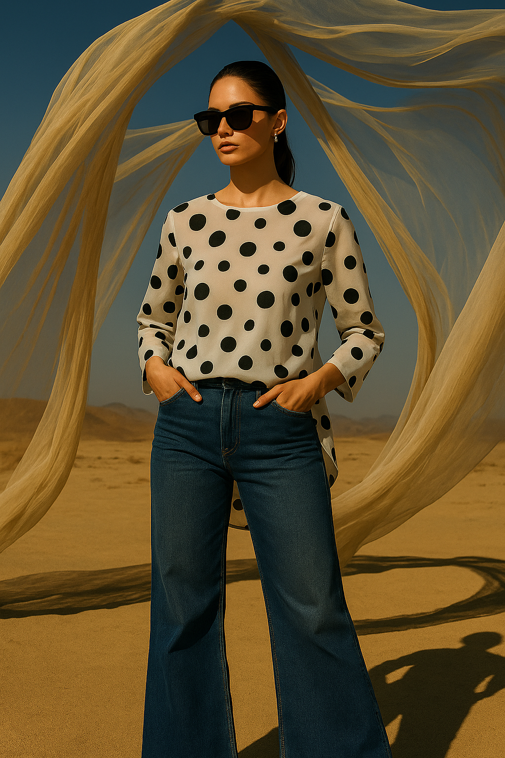 White Organza Polka Dot shirt