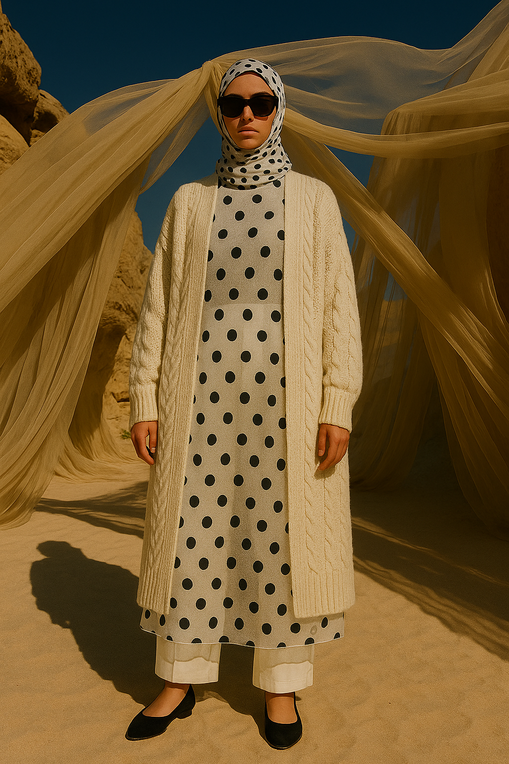 White Beyond Delicate Polka Dot Shift Dress