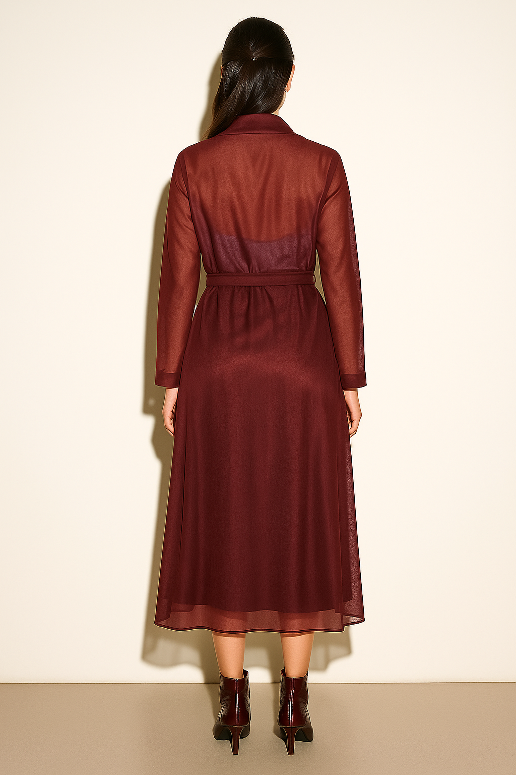 CHERRY RED ORGANZA COAT DRESS