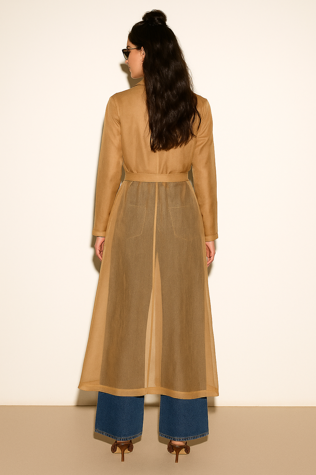 SAND ORGANZA COAT DRESS