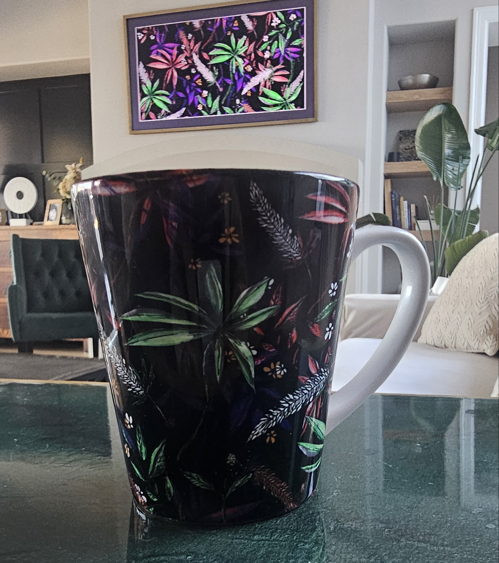 Latte Mug, Singapore Botanics Inspired Gift for Her, Birthday Coffee Cup, Teacher Appreciation Present, Unique Kitchen Decor