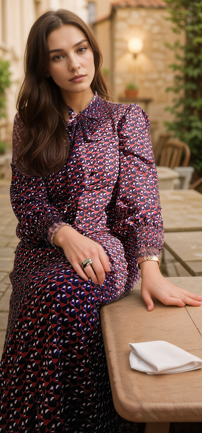 Jaipur Jewels A-Line Dress with Necktie