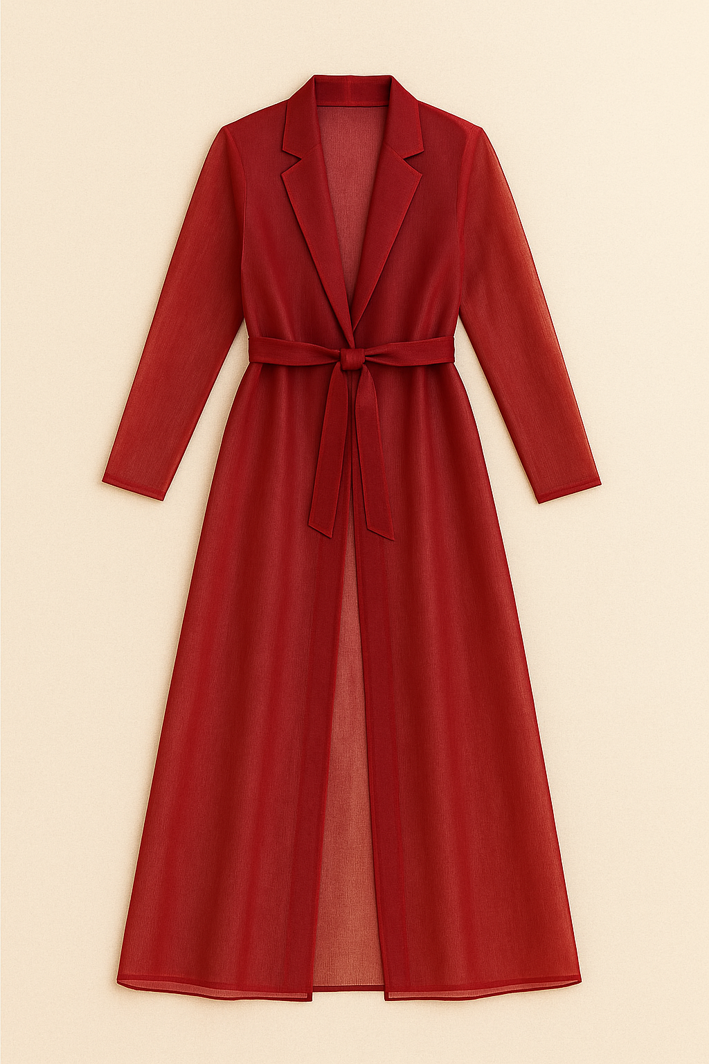 CHERRY RED ORGANZA COAT DRESS