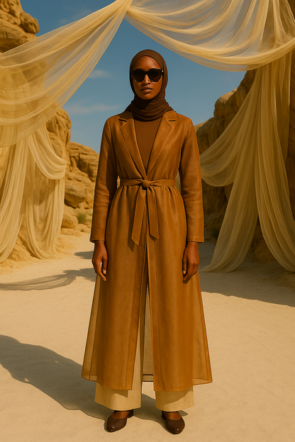 BRONZE ORGANZA COAT DRESS