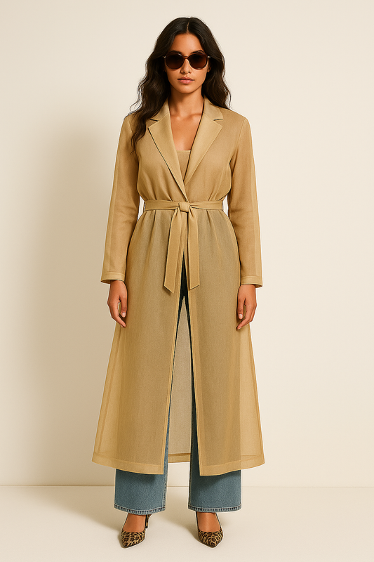 SAND ORGANZA COAT DRESS