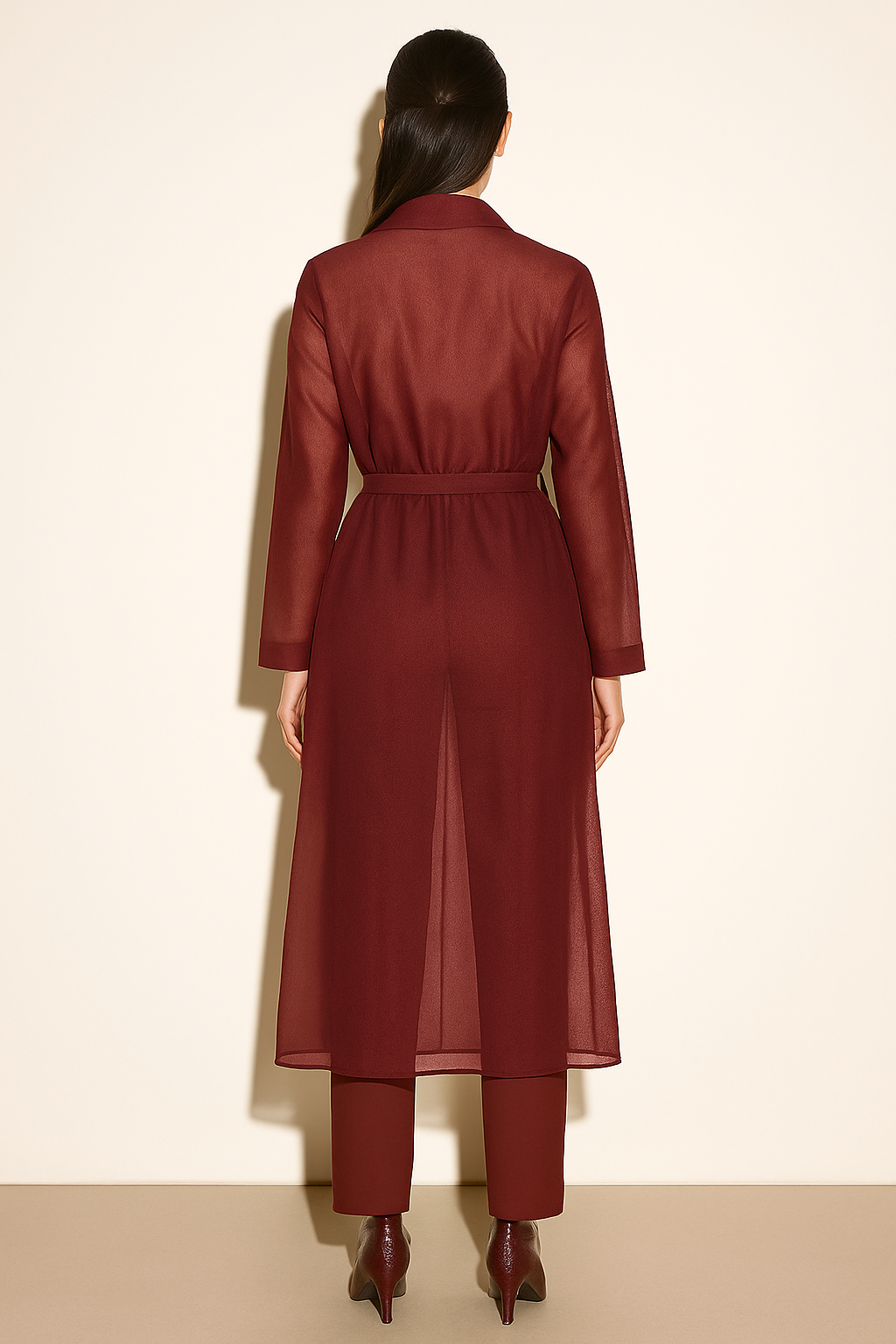 CHERRY RED ORGANZA COAT DRESS