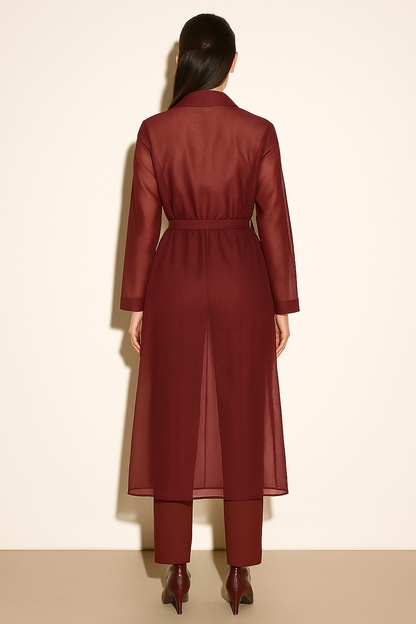 CHERRY RED ORGANZA COAT DRESS