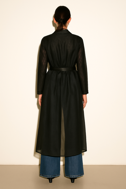 BLACK ORGANZA COAT DRESS