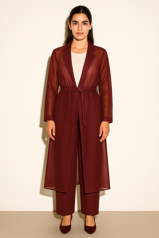 CHERRY RED ORGANZA COAT DRESS
