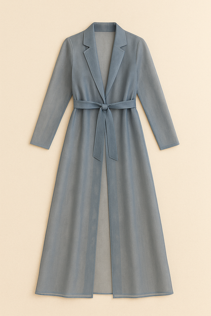 BLUE GREY ORGANZA COAT DRESS