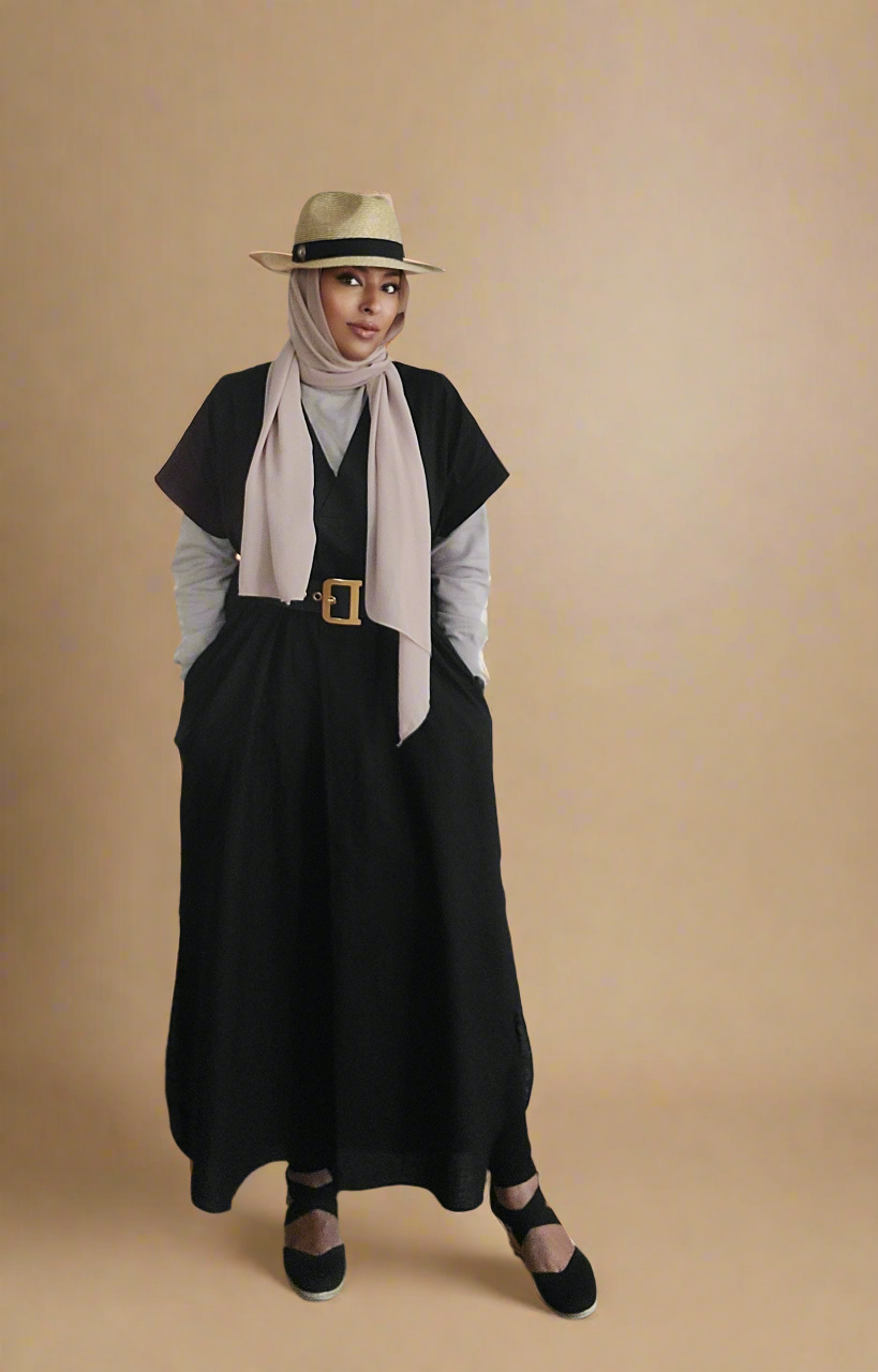 Linen V Neck Dress
