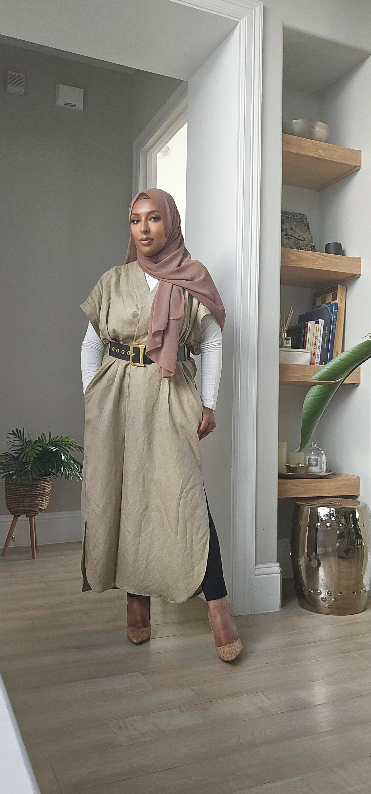 Linen V Neck Dress